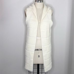 Do Everything In Love White Fuzzy Hooded Vest